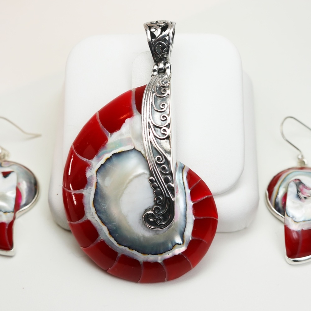 New! Sterling Silver Embellished Seashell Pendants - Picture 3 of 16